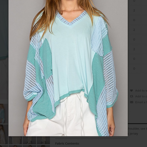 POL “ Plymouth “ POL Relaxed Fit V-Neck Top with Crochet Detail BR28 - Picture 2 of 8